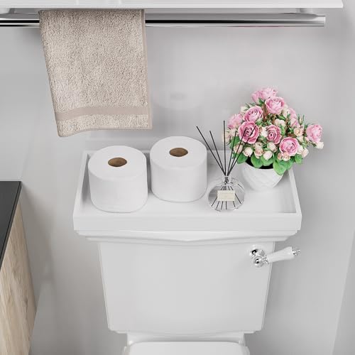 ZHWS Bathroom Vanity Tray for Countertop Perfume Makeup Jewelry Candle Decor, Kitchen Tray for Soap Dispenser Spice Salt, Large Tray for Toilet Tank Paper, Serving Nightstand White 13”x6.5” - color: White, size: 13" x 6.5" x 1.1"
