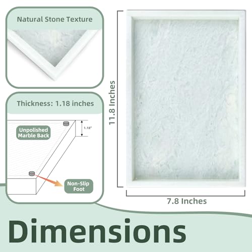 Yew & Tulip Natural Marble Vanity Tray, Luxury Stone with Light Green Textures Serving Tray for Bathroom, Kitchen, Vanity, Home Decor, Wedding etc. (12" x 8" x 1.2") - color: Ming Green