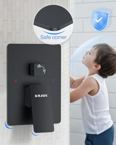 Matte Black 13-Inch Rainfall Shower System - Premium Shower Head & Handheld Sprayer, Complete Bathroom Set with Faucet Mixer Trim Kit & Valve - color: Matte Black, size: 13''
