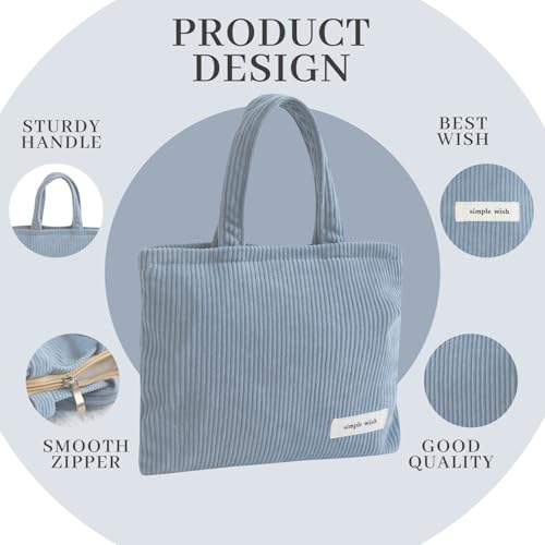 Wudygirl Makeup Bag Travel Cosmetic Bag for Women Small Makeup Pouch with Handle Zipper Cosmetic Pouch Handbag Aesthetic 8.3" x 6.7"(Light Blue) - color: Light Blue