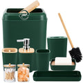 Bathroom Accessory Set 9 Piece Hunter Green Bathroom Set with Trash Can Bathroom Accessories Green Bathroom Decor - size: Bath Set, style: Dark Green