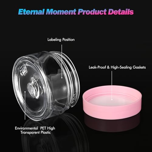 Eternal Moment 36 Pack 1 OZ Plastic Jars Round Clear Cosmetic Container Jars with Pink Lids, Perfect for Lotion, Slime，Cream, Ointments, Makeup, Eye Shadow, Samples, Pot, Travel Storage - color: Pink Lid, size: 1 Ounce