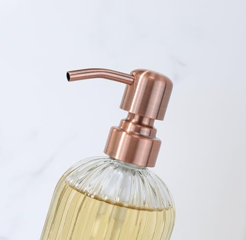 Copper Glass Bathroom Soap Dispenser with Metal Pump,Vintage Dish Soap Dispenser for Kitchen, Used for Lotionor Home,Bathroom,Countertop, Hotel,2 Packs - color: Copper+clear, size: 2-Pack