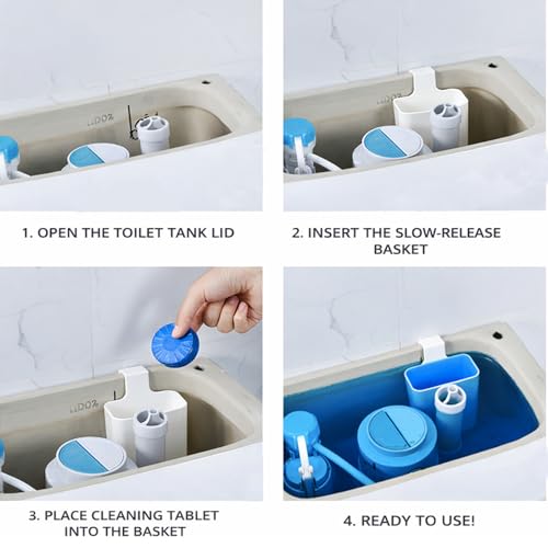 1pcs-Piece Toilet Tablet Holder with Cleaning Gloves, Toilet Tank Caddy for Cleaning Discs, Heavy Duty PP & ABS Cleaner Bracket, Bathroom Organization Set