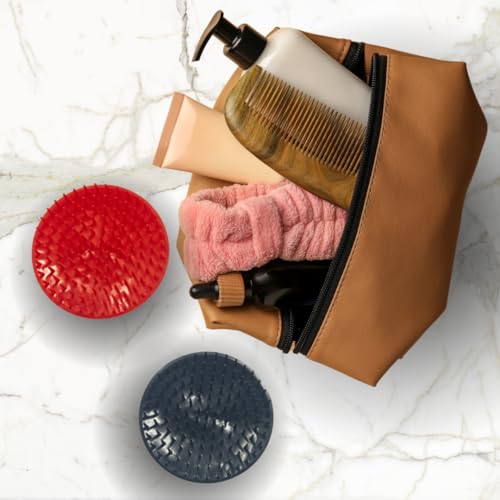 G.B.S Scalp Exfoliator 4 Pack - Shampoo Brush, Scalp Scrubber for Dandruff Removal, Massager & Hair Exfoliator - Red & Black - color: 2red/2black