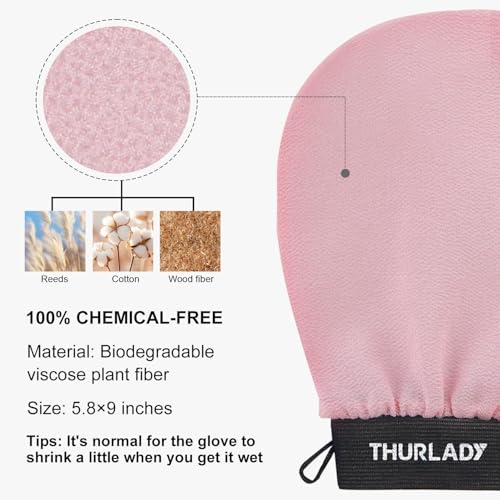Exfoliating Glove, Korean Exfoliating Mitt, Body Scrub, 3ct | Viscose Fiber Bath Scrubber for Deep Exfoliation, Removes Dead Skin & Preps Skin for Self-Tanning, Leaving Skin Smooth - color: Purple Pink Peach