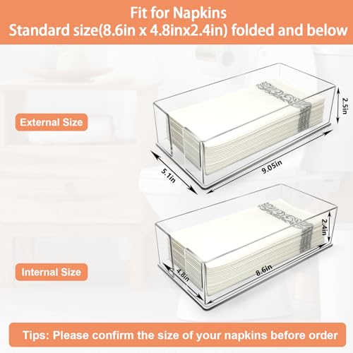 Acrylic Guest Towel Napkin Holder | Hand Towels Holder for Bathroom, Guest Towels Storage Tray for Kitchen, Parties, Weddings, Events (0.1" Thickness)