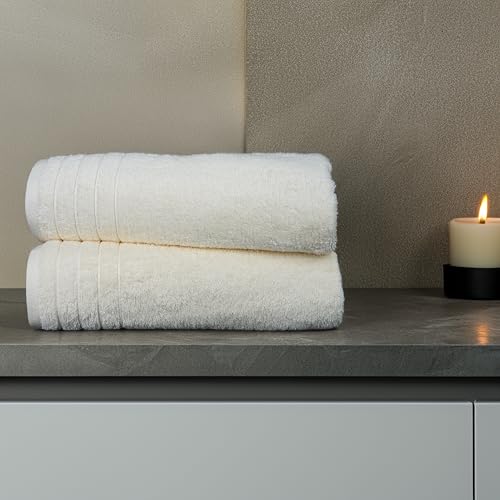 Tens Towels Pack of 4 Extra Large Bath Towels 30 x 60 Inches, 100% Cotton, Larger & Lighter Weight, Quicker to Dry, Super Soft and Absorbent, Perfect for Bathroom, Cream - color: Cream