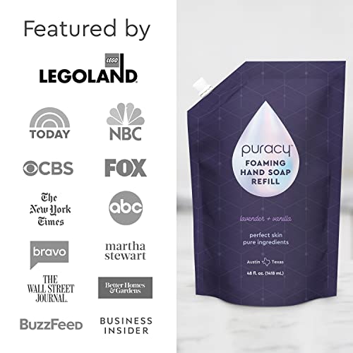 Puracy Foaming Hand Soap Refill - Plant-Powered Natural Hand Soap As Seen on TikTok, Non-Toxic, Sulfate-Free Liquid Soap, Moisturizing Foam Handwash Liquid (Lavender & Vanilla, 48 fl oz) (Pack of 2) - size: 48 Fl Oz (Pack of 2)