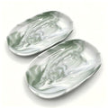 Ceramic Marble Pattern Soap Dish, Textured Raised Soap Saver Tray for Shower Bathroom Kitchen Sink Vanity, Easy to Clean Multi-Use Holder for Bar Soap Jewelry Rings Keys, Green (2 Pack) - color: Green2p