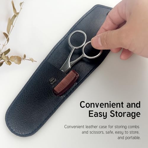 Mustache Grooming Set - Precision Mustache Scissors and Comb Kit for Men - Ideal for Travel, Includes Facial Hair Trimming Scissors and Moustache Comb