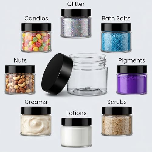 6 PCS Round Wide-mouth Makeup Sample Container, Leak-Proof Clear Cosmetic Jars, Plastic Container Jars with Lids, Refillable Travel Size Containers, Small Travel Containers for Creams, Lotion (12g)