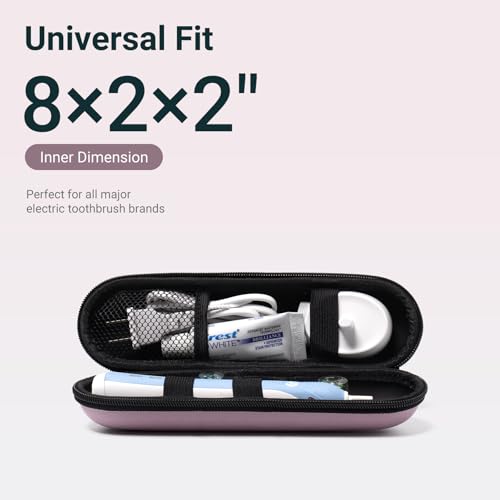 Nincha Compact Electric Toothbrush Travel Case, EVA Protective Storage Bag for Philips Sonicare/Oral-B, Waterproof Portable Carrying Case with Mesh Pocket & Elastic Bands (Smoky Pink) - color: Smoky Pink