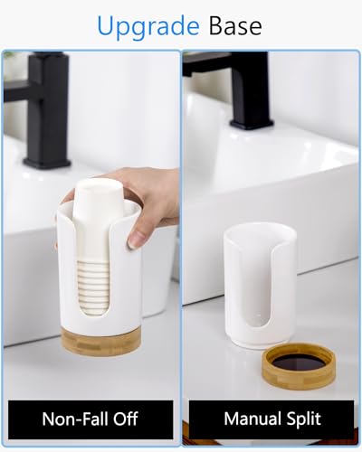 Ceramic Bathroom Cups Dispenser - 3-5 oz Disposable Paper & Plastic Bathroom Cups Holder - Mouthwash Cups Dispenser for Bathroom, Guest Toiletries, Countertop, Coffee - BPA Free (White) - color: White