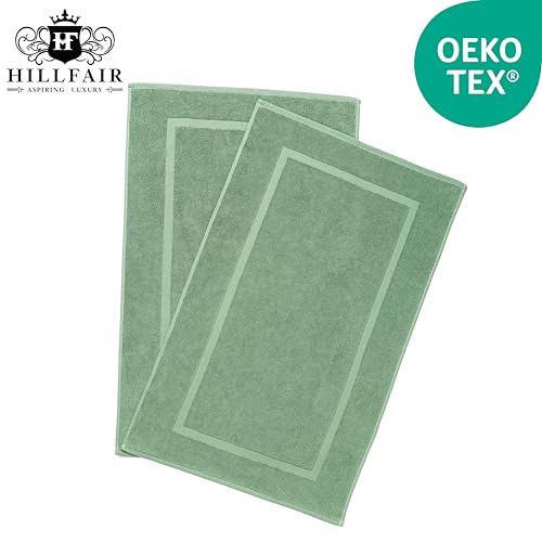 HILLFAIR-900 GSM-100% Ringspun Cotton Floor Towels mat- Hotel-Spa Tub-Shower Bathroom Floor mat Towels- 21 x 34 Inch - Terry Cotton Bath Mats, Machine Washable, Absorbent- 2 Peice Towel Set- Sage - color: Sage, size: 2 Piece Towel Set