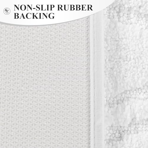 Bsmathom Bathroom Rugs Sets 3 Piece, Soft Non Slip Microfiber Bath Mat and U-Shaped Contour Toilet Rug, Machine Washable Absorbent Shaggy Bathroom Set, White - color: White