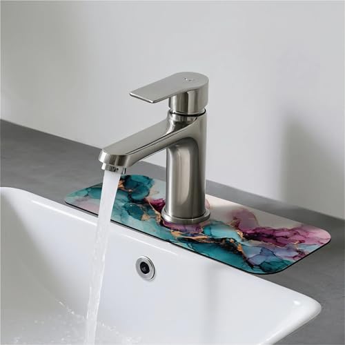 Faucet Fast Absorbent Pad - Red And Blue Marble Drying Pad, Suitable For Kitchen, Bathroom, Island And Other Scenes - color: Red and blue marble