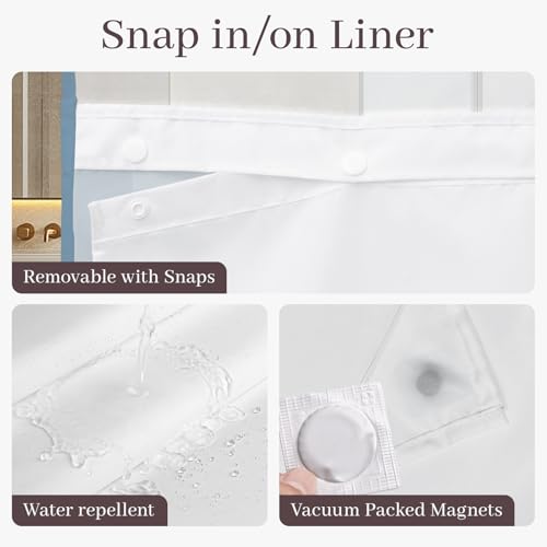 Yiatn Light Blue Hook Free Shower Curtain with Snap in Liner - Hotel Style with See Through Mesh Top Window, Modern Geometric Waterdrop Design,Waterproof and Washable,- 71x74 INCH - color: Light Blue, size: 71"W x 74"L (Pack of 1)
