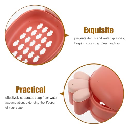Ipetboom Double Layer Soap Holder with Drainage Leakproof Portable Soap Case with Lid for Bathroom and Travel 4pcs Set (red Green)