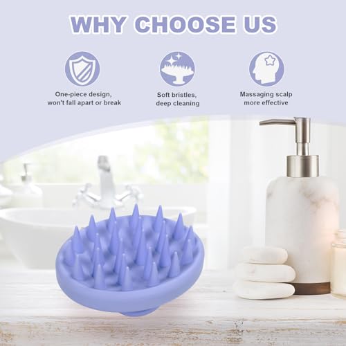 Meartchy Silicone Scalp Massager, Scalp Scrubber for Hair Growth with Soft Bristles, Scalp Exfoliator Brush Dandruff Removal Shampoo Brush for Wet Dry Scalp Care (Light Purple) - color: Light Purple