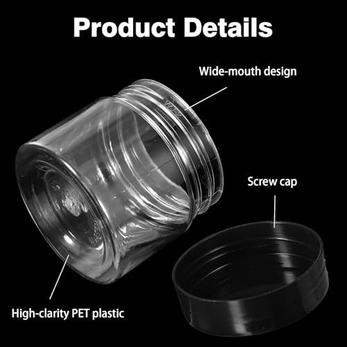 6 PCS Round Wide-mouth Makeup Sample Container, Leak-Proof Clear Cosmetic Jars, Plastic Container Jars with Lids, Refillable Travel Size Containers, Small Travel Containers for Creams, Lotion (12g)