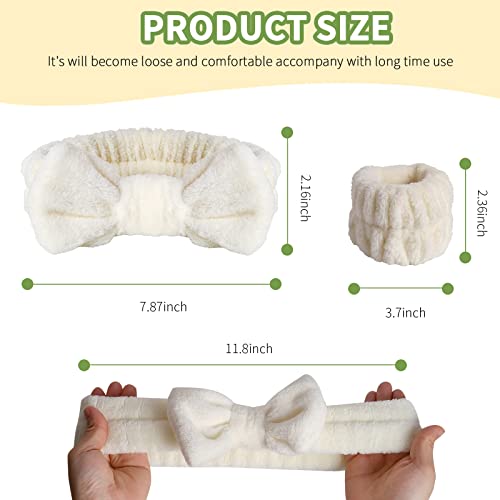 WSYUB Face Wash Headband,Spa Headband and Wristband Set,Headbands and Wristband for Washing Face,Skincare&Makeup Headbands - color: Khaki and Beige