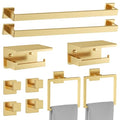 10 Pieces Brushed Gold Towel Bar Set Bathroom Hardware Accessories Set Upgraded Toilet Paper Holder Towel Holder/Racks Set for Bathroom Stainless Steel Wall Mounted 23.6in - color: 10pcs-gold