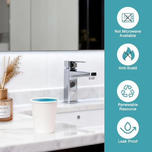100 Pack 3 oz Paper Cups - Disposable Bathroom Cups for Mouthwash, Rinsing, & Dental Care | Also Ideal as Small Coffee Cups, Espresso Cups | Sturdy Paper Construction, Leak Resistant - size: 100pack