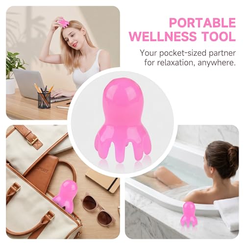 NIIIYTYB 2Pcs Head Massage Tools Scalp Massager and Scraper for Deep Relaxation Acupressure Massager Japanese Spa Hair Care Tool for Home Office Travel Rose Pink - color: Rose Pink