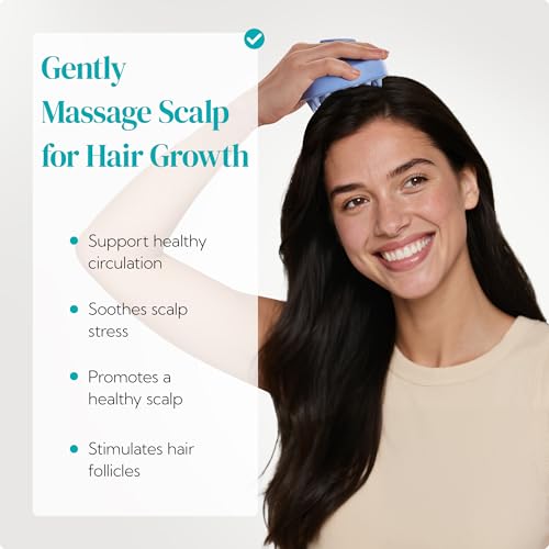 HEETA Scalp Massager 2 Pack for Hair Growth, Soft Silicone Bristles to Remove Dandruff and Relieve Itching, Scalp Scrubber for Hair Care Relax, Shampoo Brush for Wet Dry Use Blue & Beige - color: 01- New Blue & Beige