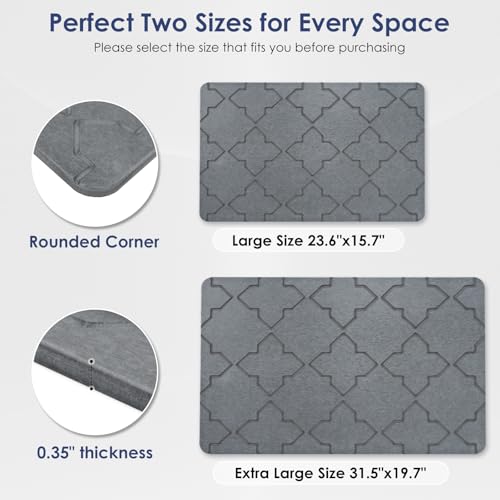 Extra Large Stone Bath Mat for Bathroom Floor, Quick Dry Diatomaceous Earth Bath Mat with Non-Slip Back, Super Absorbent Diatomite Stone Mat for Shower, Easy Clean, Natural(31.5" x 19.7" Dark Grey) - size: 31.5"*19.7"