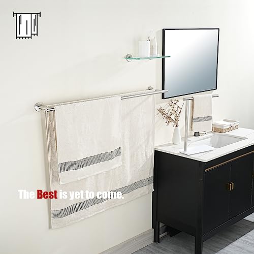 JQK Double Bath Towel Bar, 39 Inch 304 Stainless Steel Thicken 1mm Towel Rack for Bathroom, Bath Towel Holder Brushed Wall Mount, Useable Length 36 Inch, TB100L36-BN - color: Brushed, size: 39 Inch