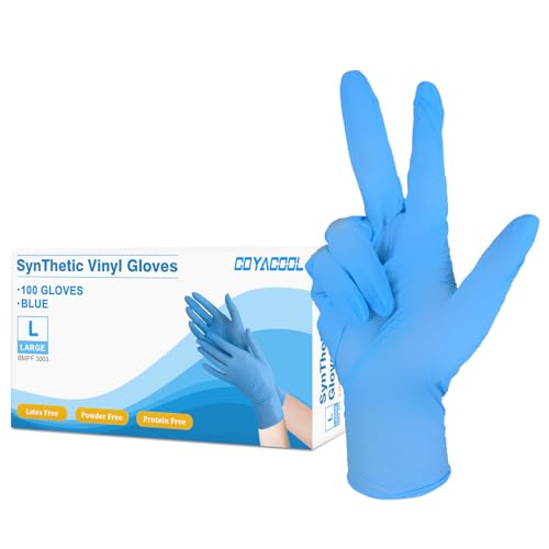 Disposable Gloves Large, Nitrile and Vinyl Blend Material Gloves, Latex Free, 4 Mil,100 Pc. - Food Grade Glove for Cleaning, Food Prep,Hair Dye,Tattoo, Blue - color: Blue, size: Large-100pc
