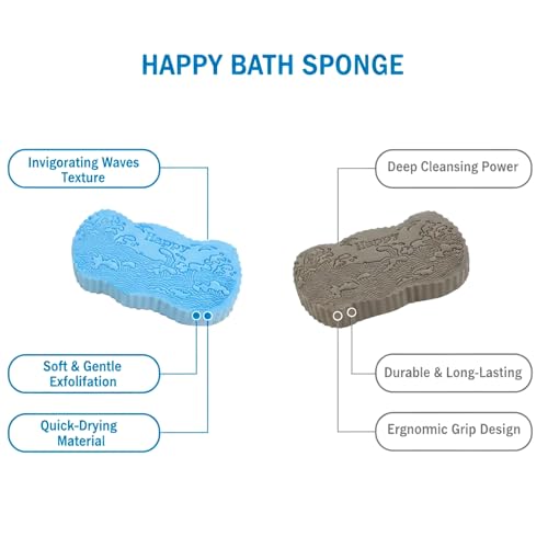 Magic Exfoliating Bath Sponge & Scalp Massager Set (2 Sponges, 1 Scrubber), Body Scrubber & Silicone Scalp Brush for Deep Cleansing, Dandruff Care & Relaxation