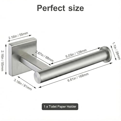Brushed Nickel Toilet Paper Holder Wall Mount, SUS304 Stainless Steel Bathroom Tissue Roll Holder, Heavy Duty No-Wobble Square Design, Corrosion Resistant, Hardware Included - color: Brushed Nickel