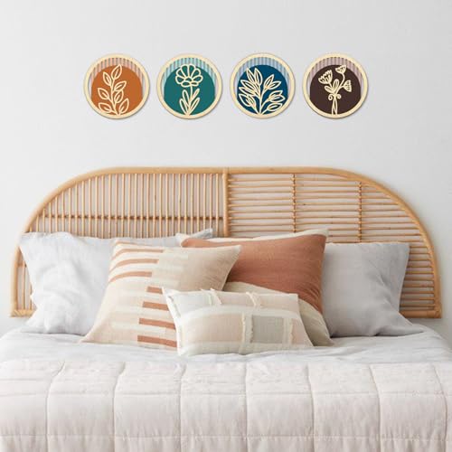 TOARTi 4Pcs Wooden Boho Floral Wall Art Set, Modern Minimalist Flower Wooden Hanging Sign,Bohemian Plants Artwork,Farmhouse Vintage Botanical Wall Decor for Living Room Bedroom Office Bathroom - color: 4pcs Wooden Boho Floral Wall Art
