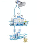 Upgraded Extended Length Shower Organizer with Hooks, Rustproof Shampoo Soap Holder, Large Hanging Bathroom Caddy, Blue - color: Blue