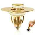 Gold Bathroom Sink Stopper – Pop Up Drain Stopper & Strainer, 2-in-1 Universal Sink Stopper, Compatible with 1.1" to 1.5" Bathroom Sink Drain Pipes, Gold Matte Brushed Finish - color: Gold Matte Brushed Finish