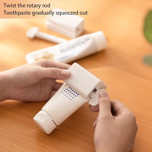 2 Pack Wall - Mounted Magnetic Manual Toothpaste Squeezer and Roller Set, White Plastic Tube for Cosmetics and Hair Dye (White)