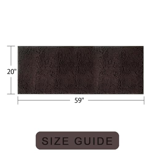 Chenille Bath Rug Runner, Ultra Soft Absorbent Bathroom Mat, Non-Slip PVC Backing, Machine Washable, 59x20, Coffee - color: Coffee, size: 1'8" x 4'11" (59"x20")