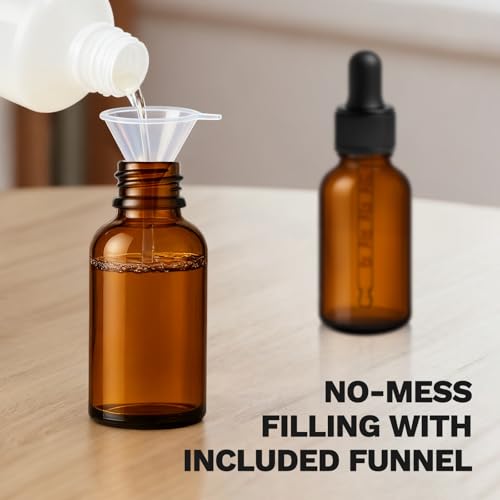 Bumobum Dropper Bottle 1 oz, 2 pack Amber Glass Eye Dropper Bottles with Labels and Funnel, Tincture Bottle with Measured Dropper - Leakproof Essential Oils Bottles for Health, Personal Care & Beauty - color: Amber 1 oz