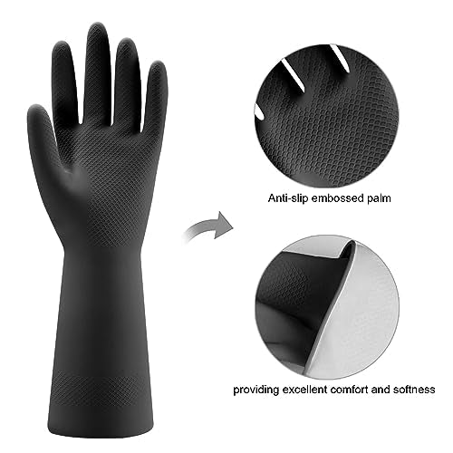 Bamllum 4 Pairs Rubber Kitchen Dishwashing Gloves - Reusable Household Cleaning Gloves for Washing Dishes and Cleaning Tasks, Flexible Long-lasting and Non-Slip (Medium, Black) - size: Medium