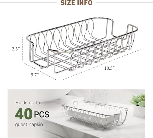 Guest Towel Holder Tray for Bathroom Countertop, Silver Metal | Guest Bathroom, Powder Room & Vanity Use - color: J - Silver Napkin Holder for Bathroom, size: Guest Towel Holder