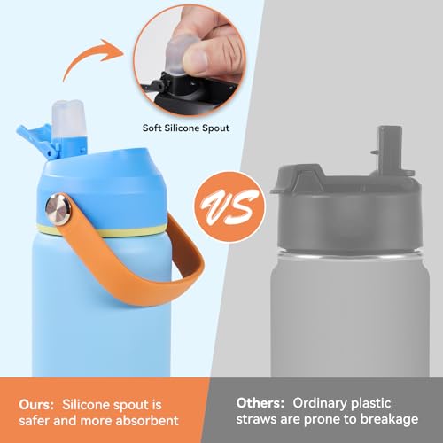 Fijinhom 18oz Insulated Stainless Steel Water Bottle, Wide Mouth Double Wall Vacuum, Silicone Straw, Sweat & Leak Proof, BPA Free Insulated Water Flask for Travel, Keep Cold 24h Hot 12h, Cerulean - color: Cerulean, size: 18 Ounces