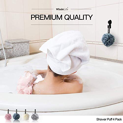 Loofah Sponge Bath Sponge for Women Men 4 Pack (Pink Blue Yellow Gray) - style: Pink Blue Yellow Gray