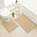 HOMEIDEAS Bathroom Rugs Set 2 Pieces, Ultra Soft Non Slip Absorbent Chenille Toilet Bath Mat Set (Beige) - color: Beige-beige, size: 1'8" x 2'8" (U Shape 20"x24"+20"x32")