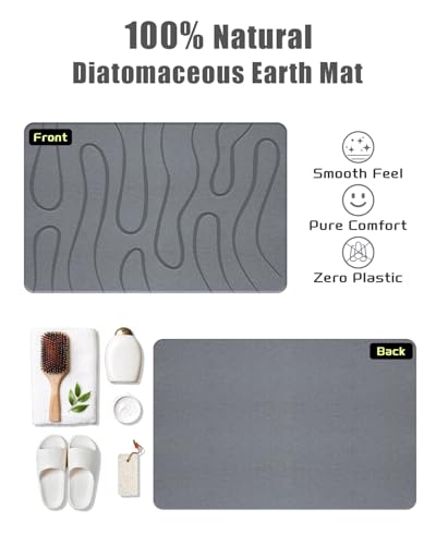Stone Bath Mat, Diatomite Fast Drying Non Slip Stone Shower Mat, Super Absorbent for Bathroom & Kitchen, Multi-Use as Pet Mat, Easy to Clean 16"x24", Gray - color: Style 01-gray, size: 16"x24"