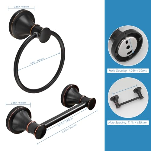 RUMOSE Toilet Paper Holder and Hand Towel Ring Oil Rubbed Bronze Wall Mount Bathroom Hardware Accessories 2 PCS Set Flexible Pivoting Toilet Tissue Roll Holder and Towel Hanger, Stainless Steel - color: Oil Rubbed Bronze