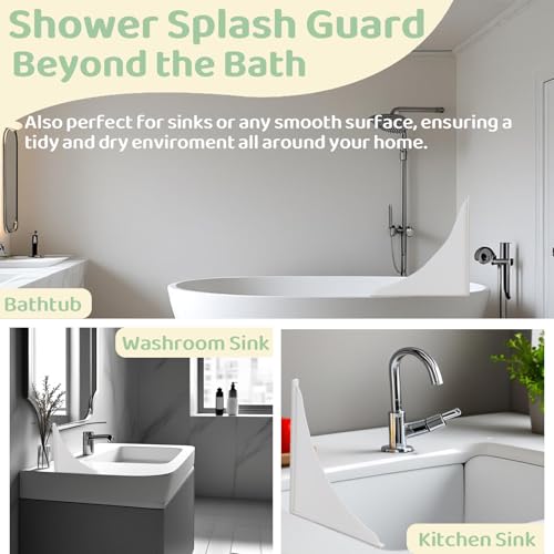 2 Pieces Bathtub Shower Splash Guards, Shower Water Guard for Bathtub Splash Guard Removable, Bathtub Water Splash Guards Corner Guards to Keep Water in Shower Bath