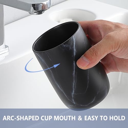 Black Marble Toothbrush Holder - Ceramic Toothbrush Holders for Bathrooms Toothbrush Toothpaste Holders Set, Black Bathroom Tumbler Cups Reusable Toothbrush Mouthwash Cup, Bathroom Counter Organizer. - color: Black Marble, size: 1pcs
